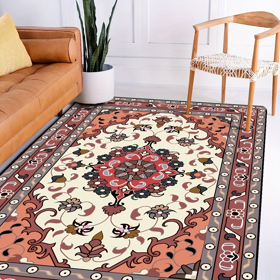 JLCP Tappeti Boho per Soggiorno, Tappeti Grandi in Cotone Naturale 120X170  Cm Tappeto Rettangolari Vintage da Fattoria Lavabili Tappeto Marocchino