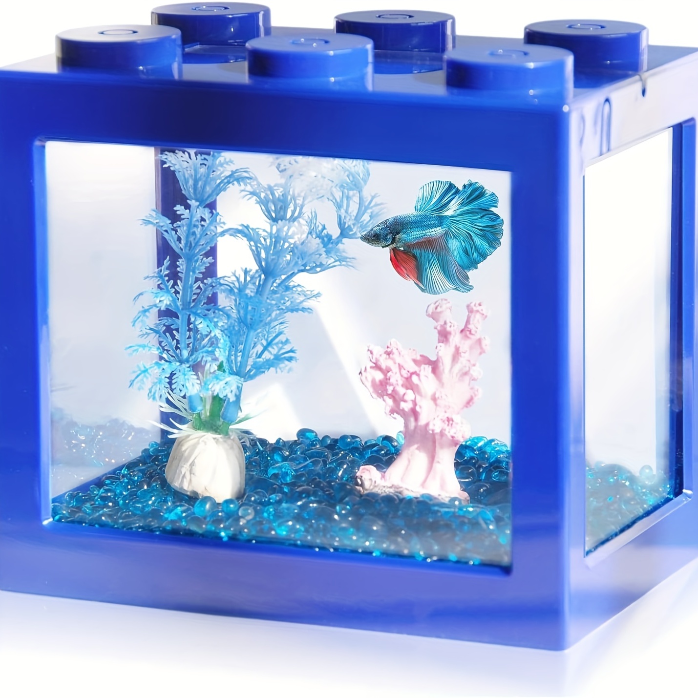 Small Betta Fish Tank, Aquarium Tank Kit with LED Lighting, 3/5