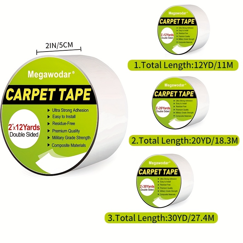 Canopus 2 inch by 30 Yards Double Sided Carpet Tape for Area Rugs Non-Slip Rug Tape