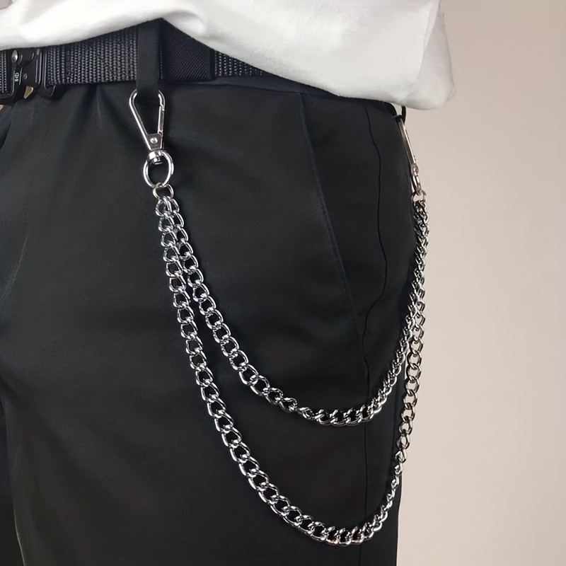 Hip Hop Pants Jean Chain Goth Punk Silver Trousers Chains Biker Heavy Thick Wallet Pocket Chains Silver Keychains Body Jewelry for Men and Women