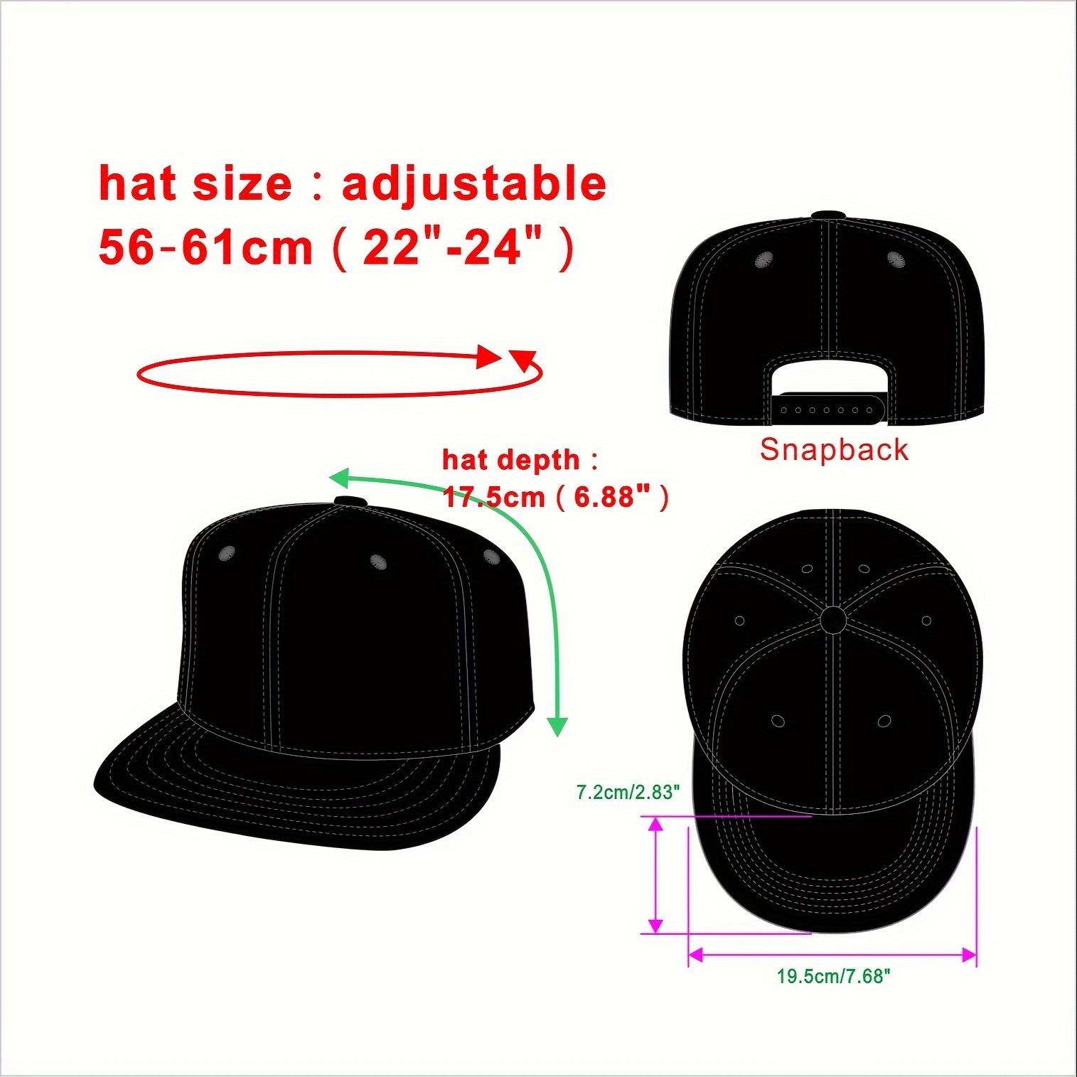  Gorras planas para hombre, color negro, ajustable, gorra de  béisbol unisex de hip hop, Negro - : Deportes y Actividades al Aire Libre