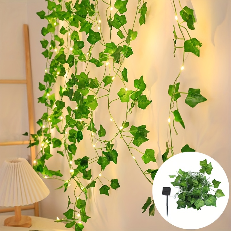 Battery Operated 2/10M Led Artificial Eucalyptus Green Leaf String Lights  Ivy Vine Garland Light for Wedding Party Home Decor