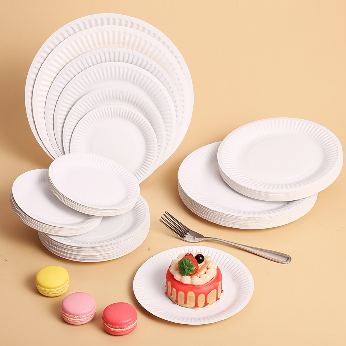 Disposable Paper Plate, White Cardboard, Thickened Cake, Fruit, Snack,  Dessert Plate, For Home, Dining, Birthday, Christmas, Party Banquet,  Tableware Accessories, Party Supplies - Temu