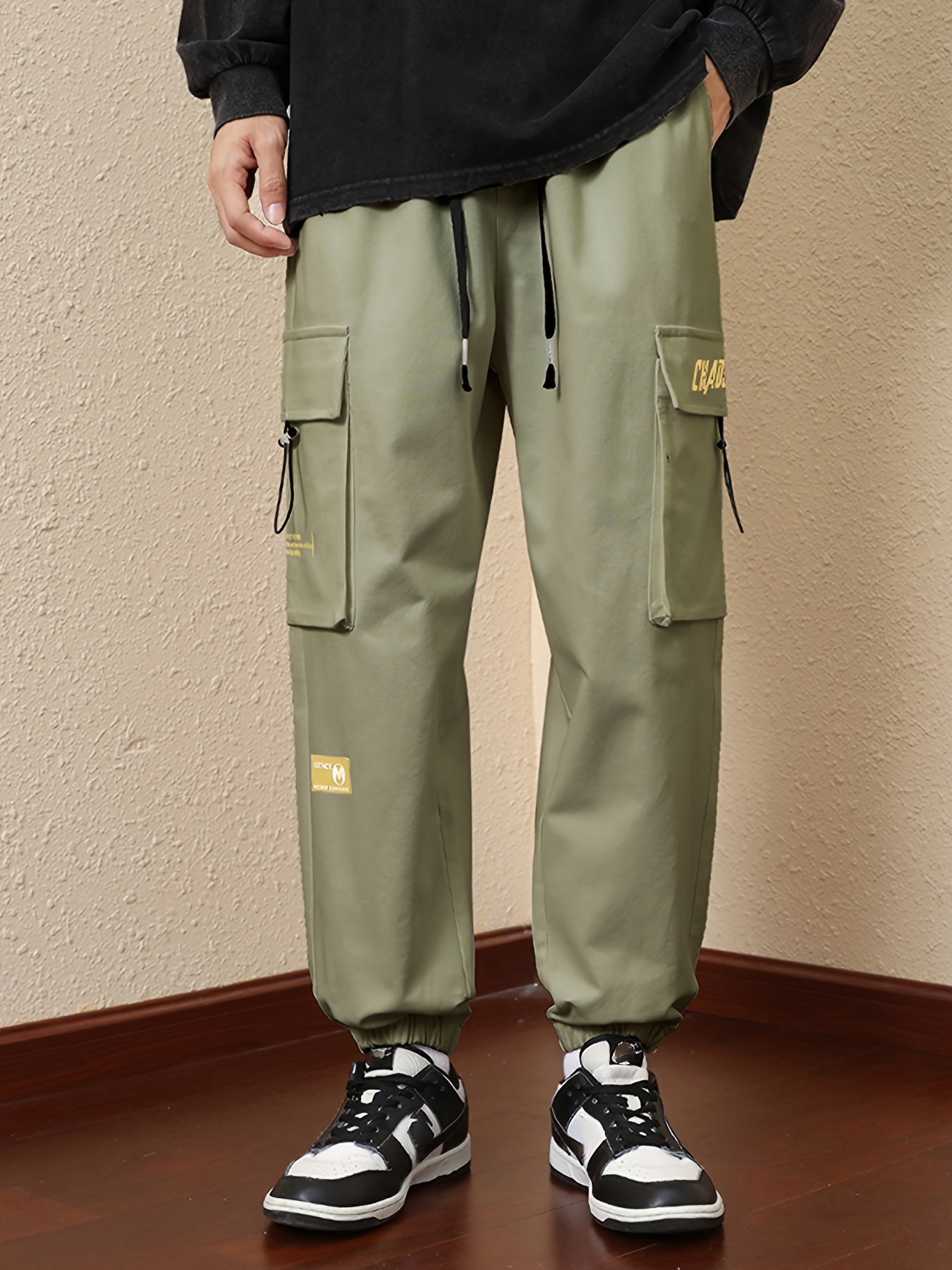 Pantalones Cargo con bolsillos múltiples para hombre, pantalón largo  holgado con cordón, ropa de calle, Primavera, ocio