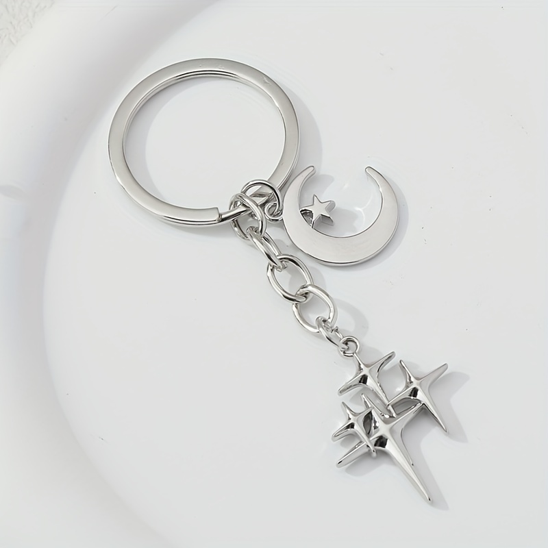 1pc Y2K Stars Decor Keychain Metal Key Ring Purse Bag Backpack Car Charm  Earphone Accessory Key Chain Charms