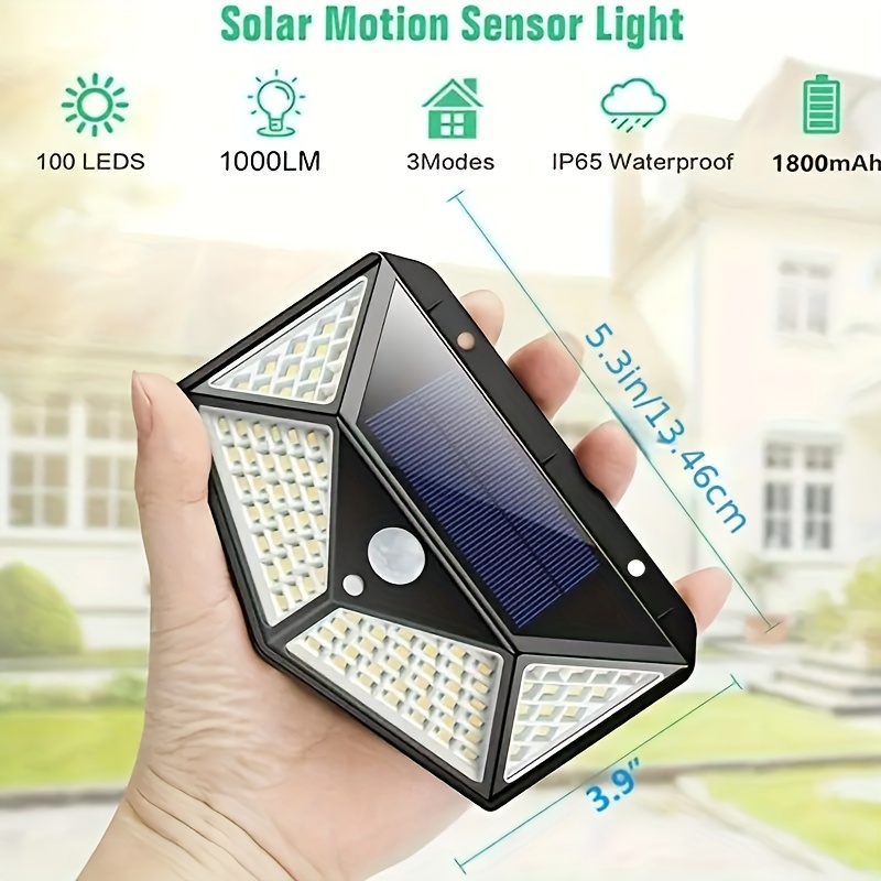 1/2/4pcs 100leds Luz Solar Jardín Exterior Sensor Movimiento - Temu