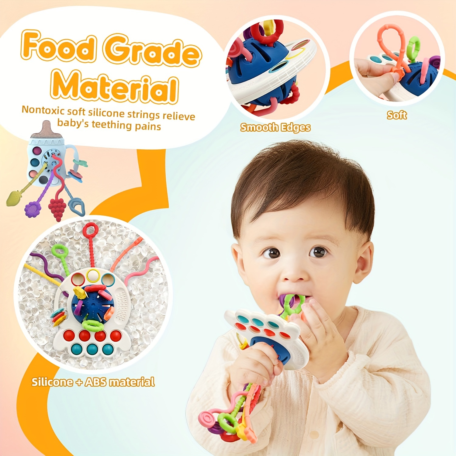 Silicone Pull String Toy for 1 Year Old Boy or Girl