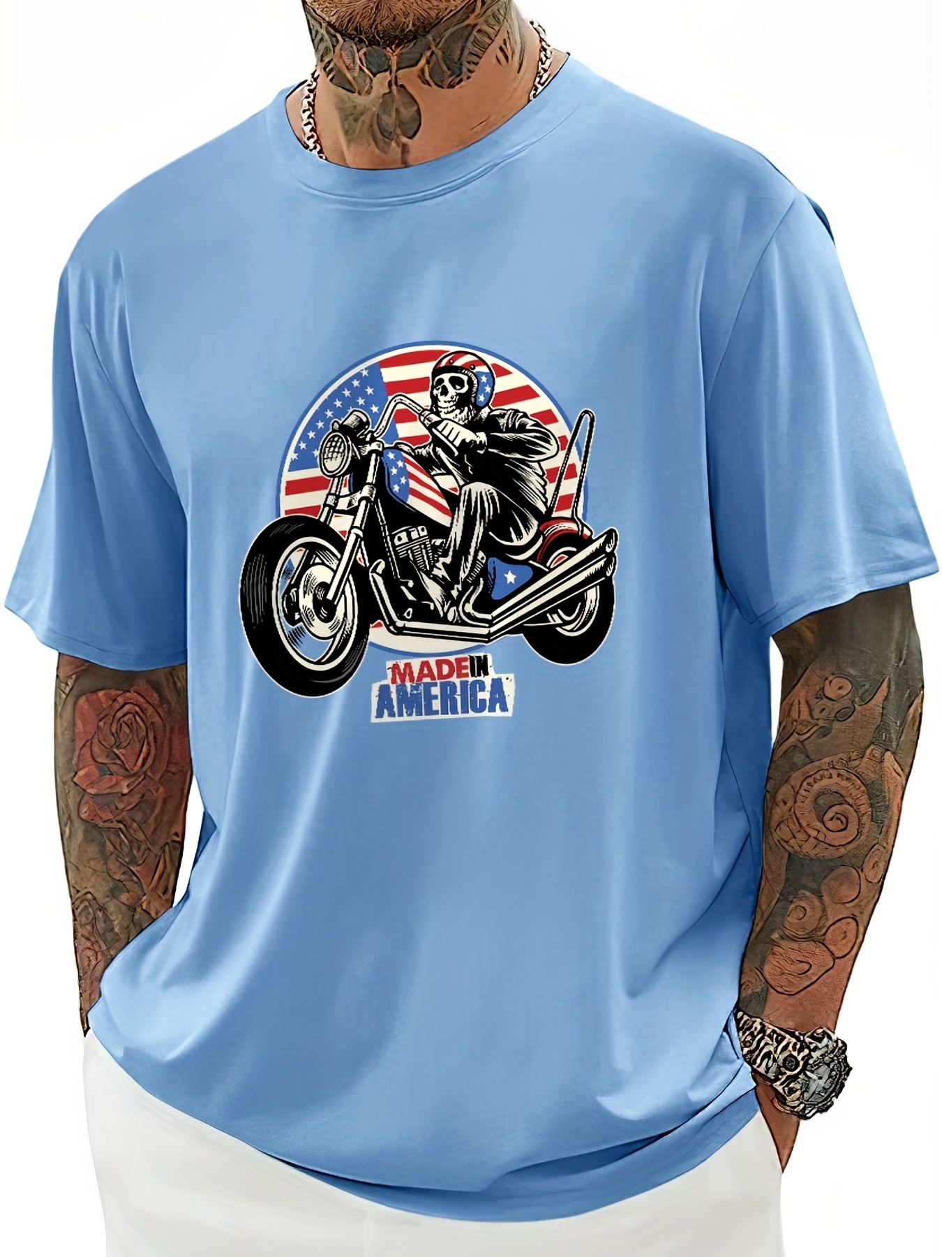 Camiseta Estampado Gráfico Motocicleta Hombre Camisetas - Temu