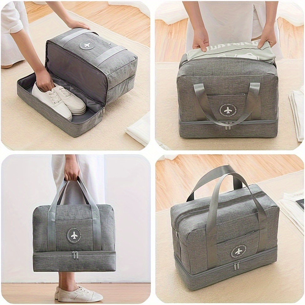 Bolsas de lona para viajar, bolso plegable de fin de semana para la noche  bolsa impermeable de viaje bolso de fin de semana, gris