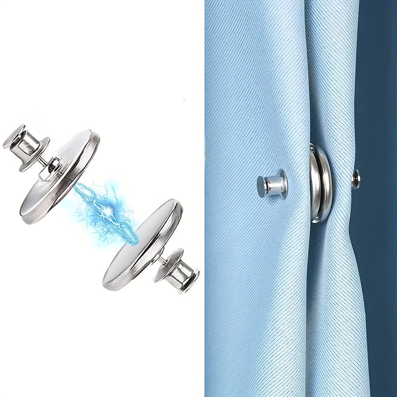 

1/5 Pairs Of Curtain Magnetic Button Nail Free Detachable Window Curtain Close Magnet Buckle Adjustment Curtain Clip Room Accessories