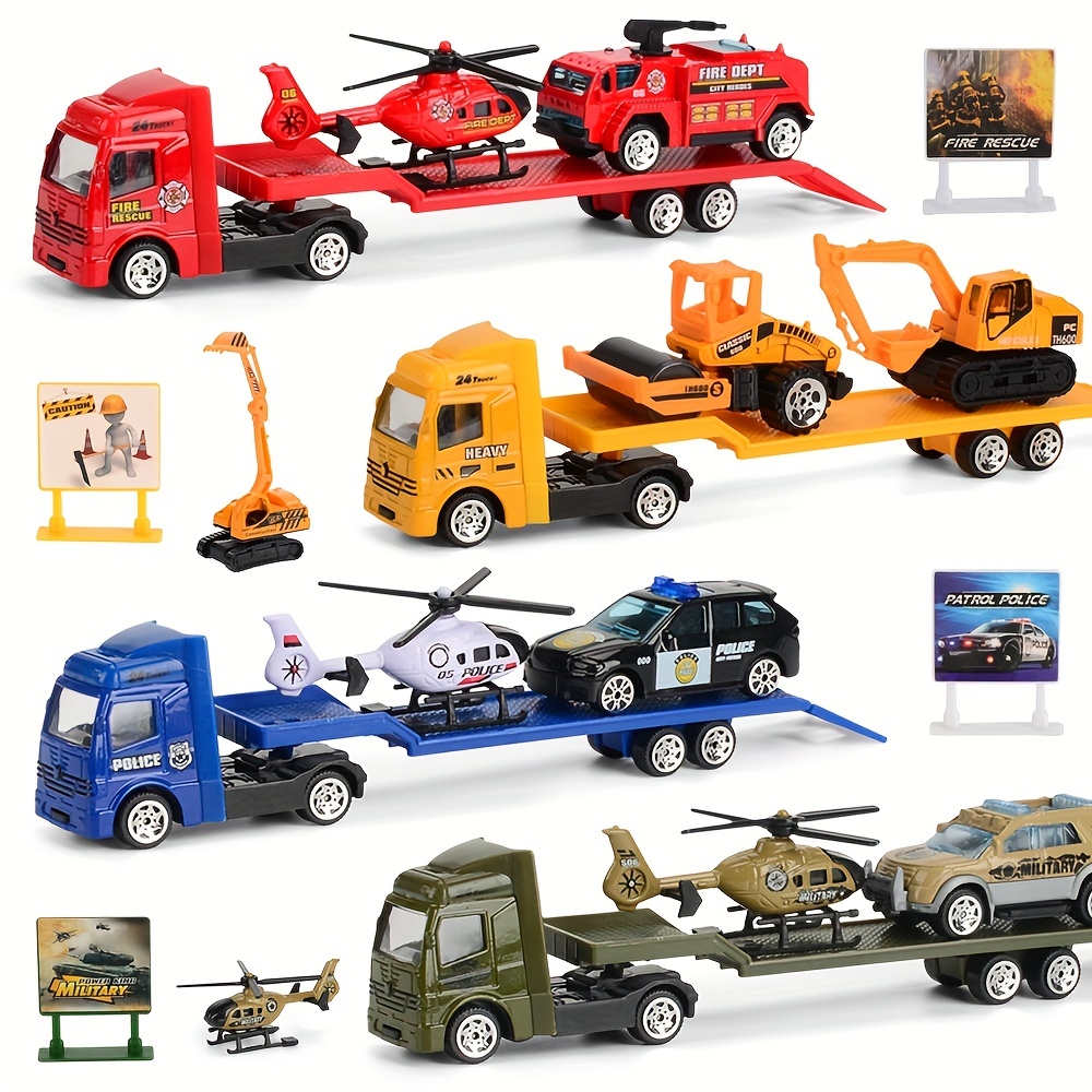 jenilily Avion de cargaison militaire avec voiture, véhicules et camions -  Ensemble de jouets pour enfants de 3, 4, 5 ans