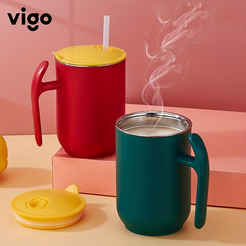 Vigo Coffee Mug With Lid And Straw Stainless Steel Coffee - Temu