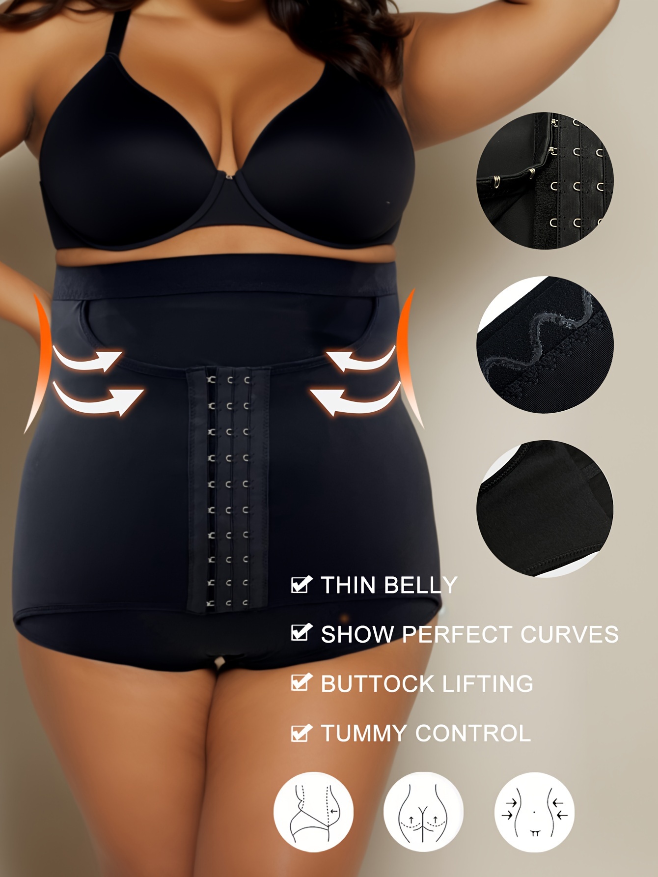 Plus Size Simple Panty Women's Plus Hook Eye Front Tummy - Temu Canada