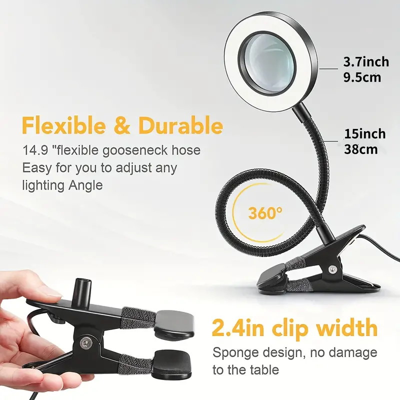 Magnifying Glass With Light Clip On Light Led Desk Lamp With - Temu