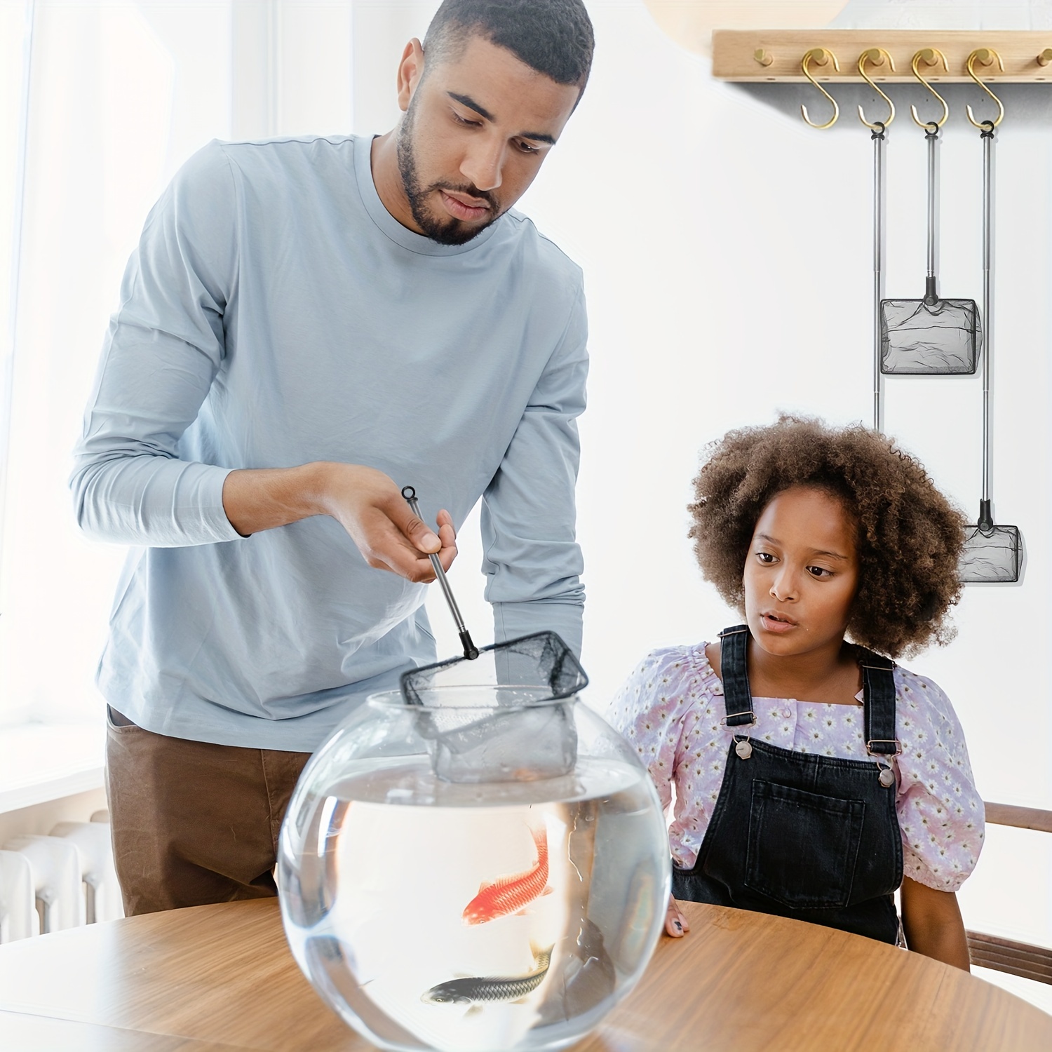 Sunsun – filet de pêche pour Aquarium en acier inoxydable, rond et carré,  fait à la main