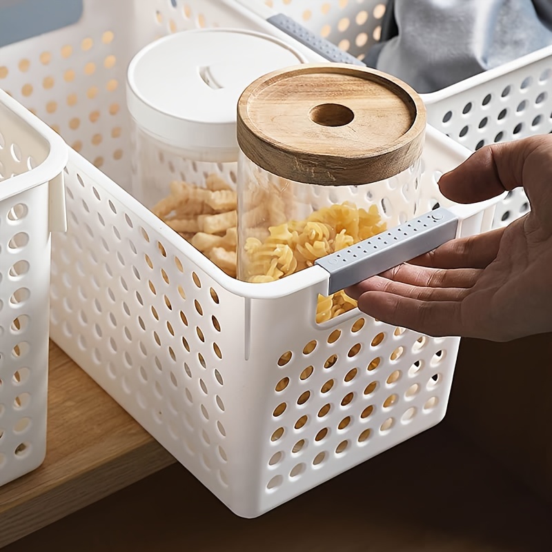 1pc Plastic Storage Baskets, Hollow Storage Baskets, Bathroom