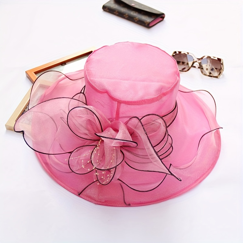 Elegant Mulberry Silk Sun Hats Flower Decor Thin Breathable - Temu Canada