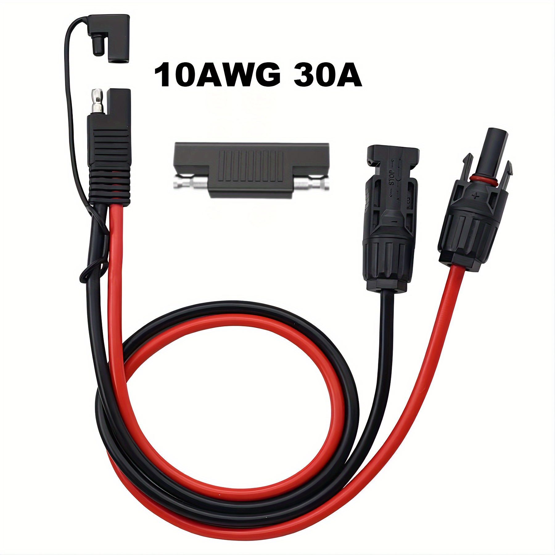 1pc, Connexion 10AWG 12AWG Câble D'extension Solaire Rouge + Noir