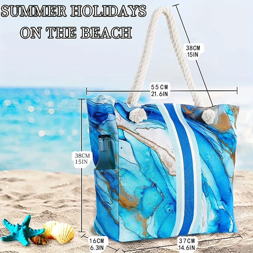Bolsa impermeable de nailon portátil para piscina, bolsa de almacenamiento  para playa de viaje, bolso deportivo para exteriores - Beige azul , tal se  describe Sunnimix Bolso de natación de playa