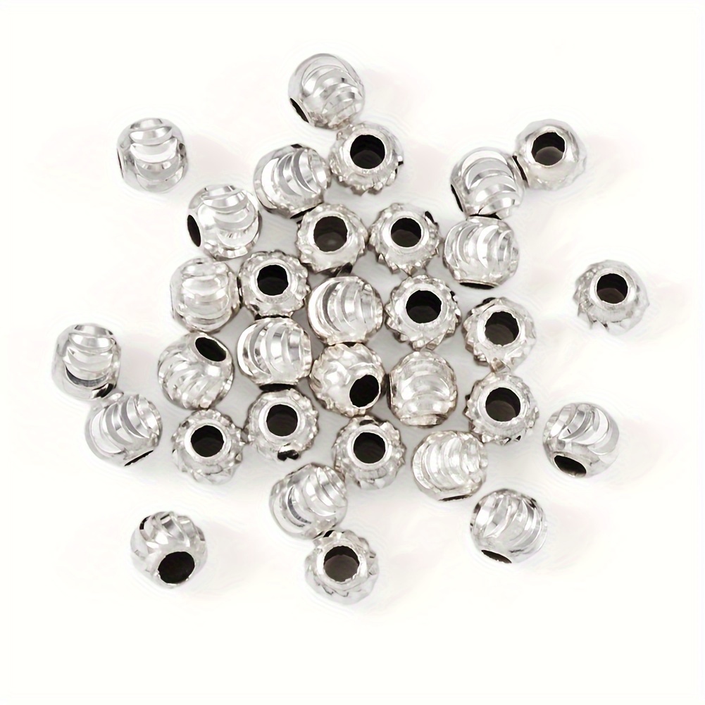 

50 Pièces De Perles D'espacement Rondes Texturées En Argent Sterling 925 De 3mm Pour La Fabrication De Bijoux, Bricolage De Bracelets Spéciaux, Colliers, Fournitures Artisanales Faites À La Main