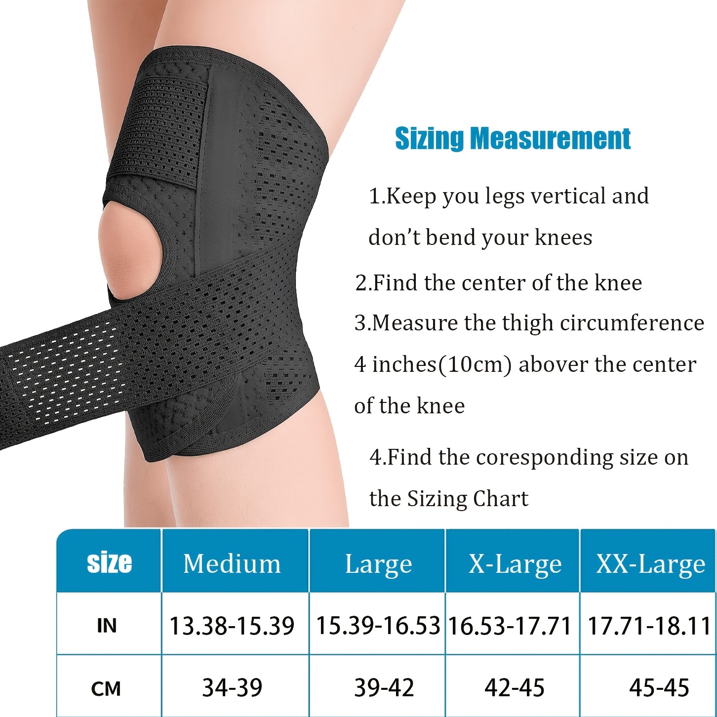 Compression Knee Sleeve Brace Adjustable Breathable Knee - Temu