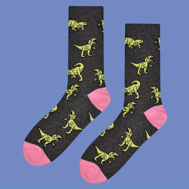 

Cartoon Dinosaur Crew Socks - Fashionable, Mid-calf Socks For