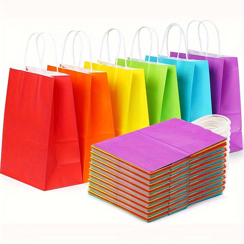 10Pcs Gift Kraft Paper Bag Reusable Solid Color Paper Bag with Handles for  Online Shopping Recyclable Clothing Shopping Bag