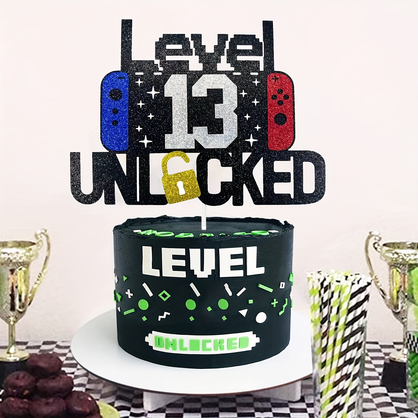 Birthday Video Game Cake Topper, Video Game Theme Party Cake Decoration,  Level 13 Unlocked Cake Topper For Kids, Cake Decor Supplies, Baking Decor  Supplies, Party Decor Supplies - Temu
