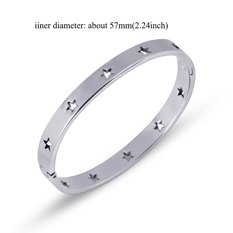 Stainless Steel Hollow Bracelet Snap Buckle Bangle
