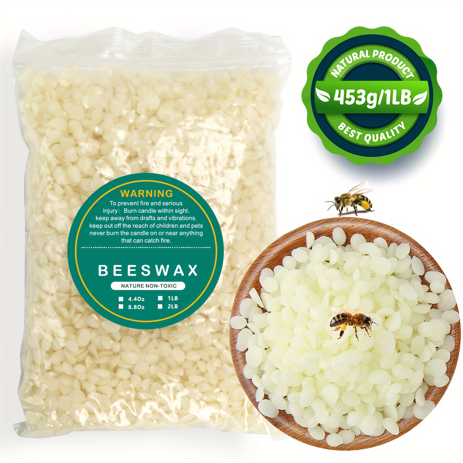 30g, 50g, 100g 100% Natural White Beeswax Pellets for Skin Products,  Candles and More 