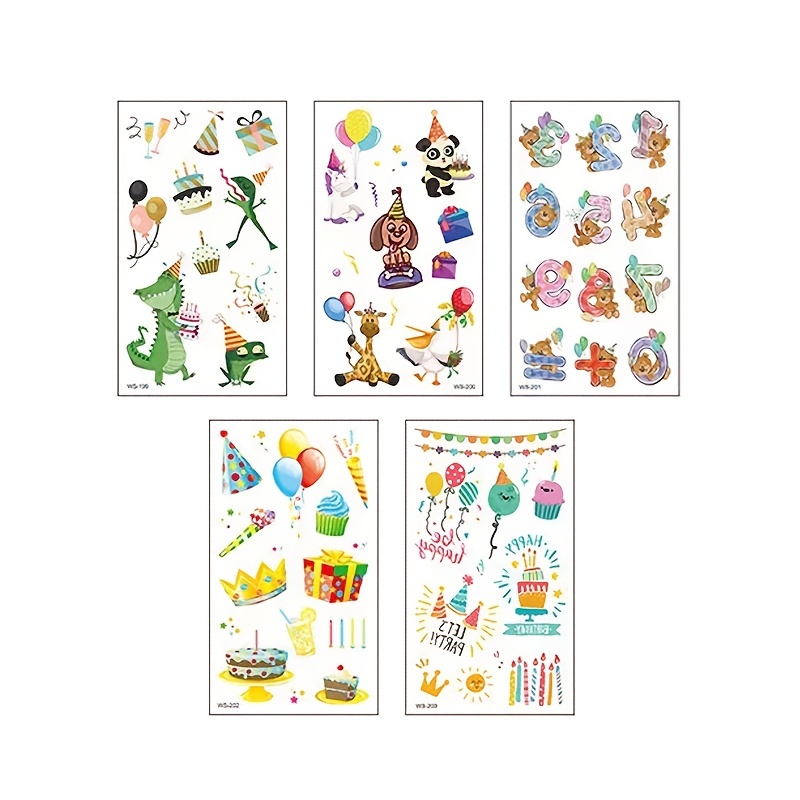 Herbal Tattoos Stickers Cartoon Birthday Cake Party Primitive Tribal Hula Pattern Waterproof