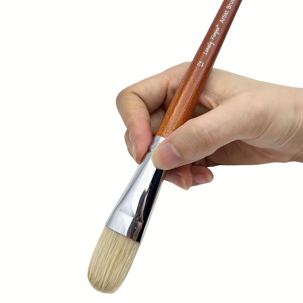 10 Pcs Artist Paint Brushes Set for Oil, Professional Bristle Hog Hair  Paint Brush, Fan, Filbert, Flat, Round, Chip Tips Paintbrushes for Acrylic