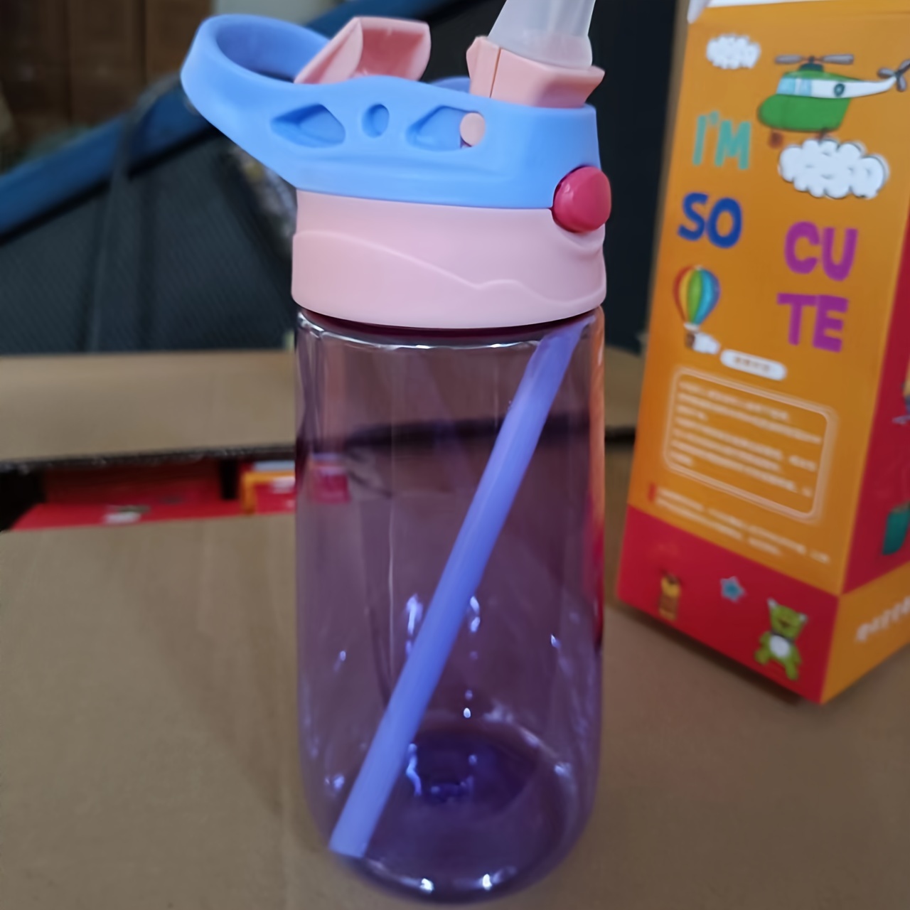 1PC Adorable Cartoon Kids' Sippy Cup - Leak Proof, Portable Water Bottle  with Straw - Creative Kid Cup for Outdoor Adventures and School