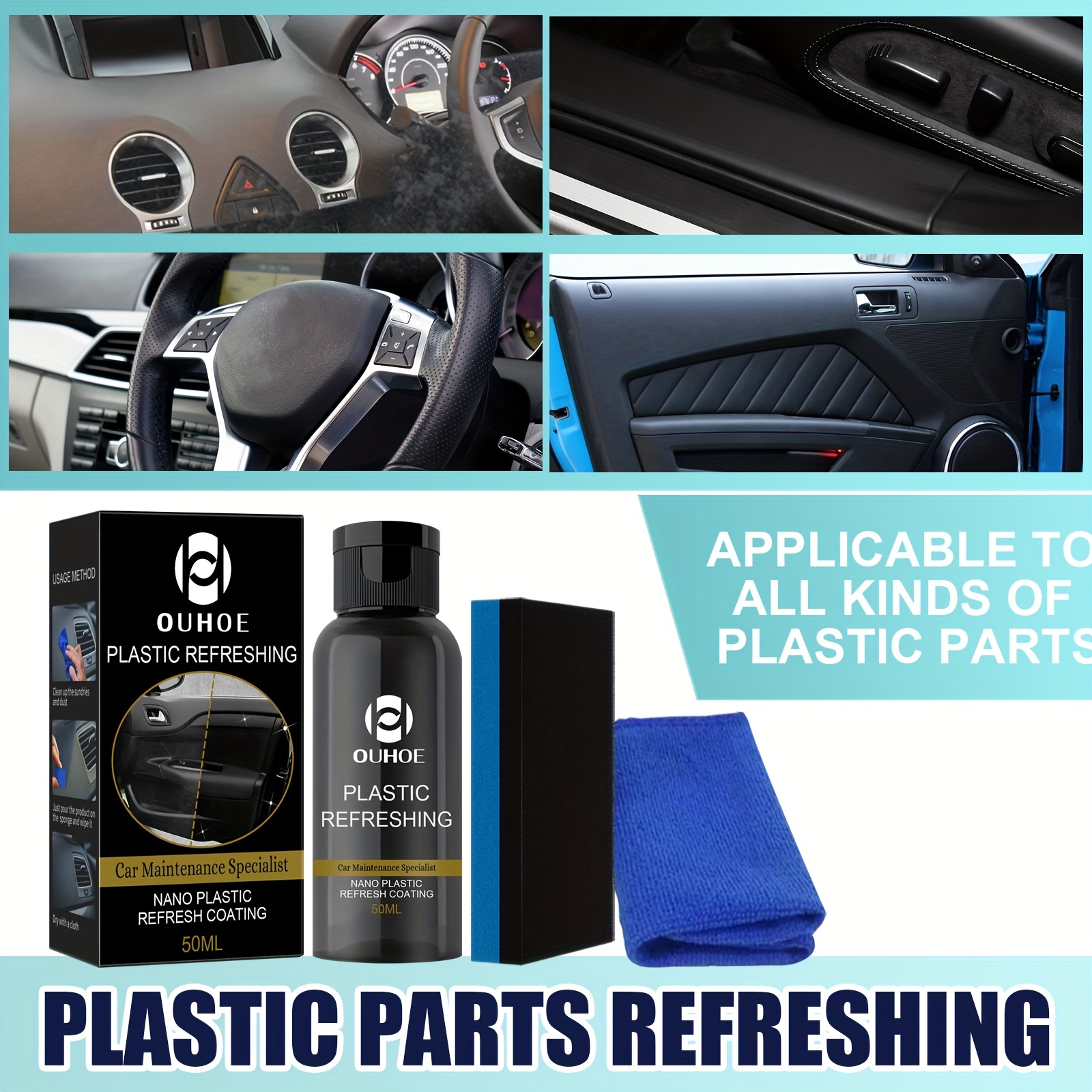 50ml Car Plastic Refurbishing Agent Repairing Cleaning Interior