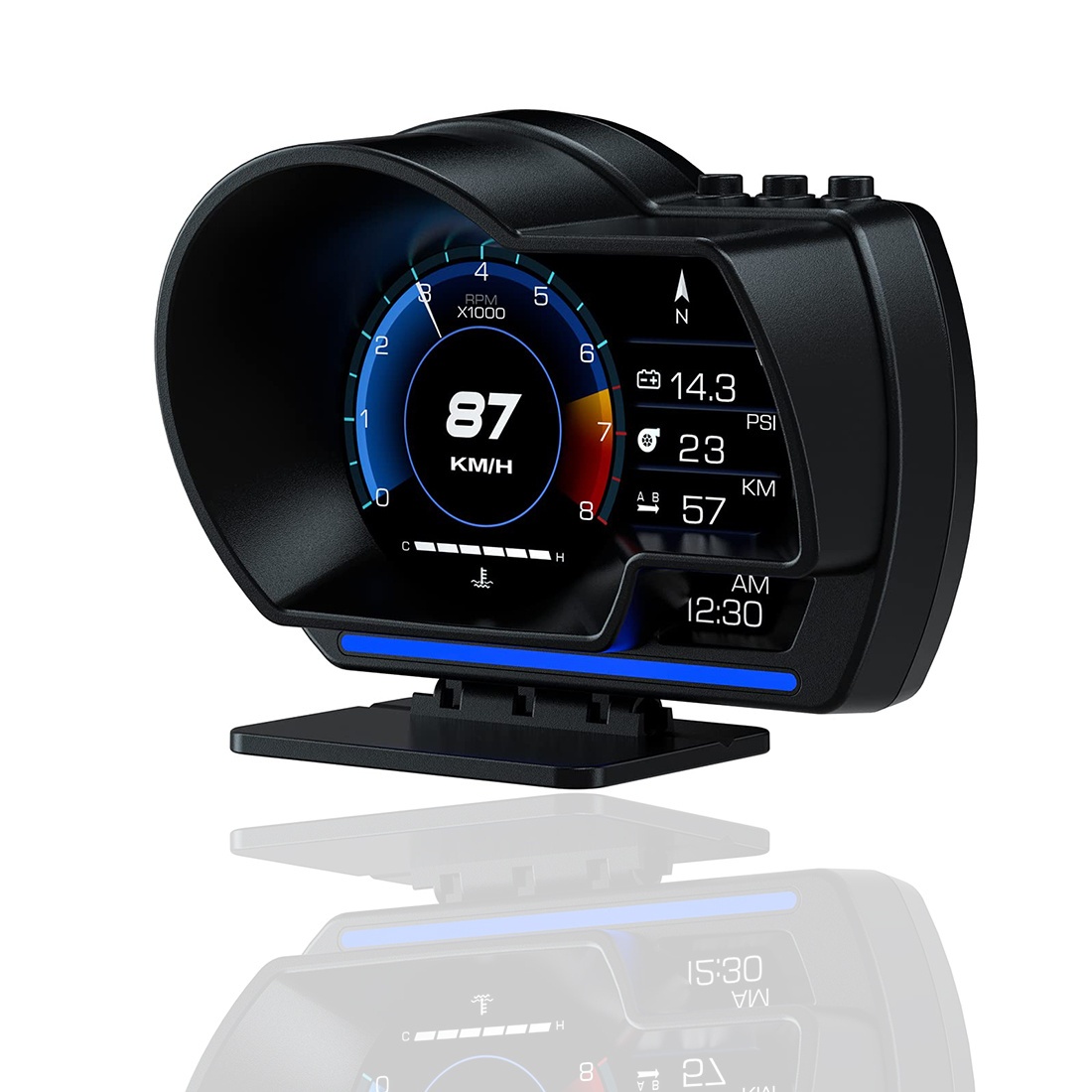 P11 Round Color Screen Obd2+gps Dual-system Hud Head-up Display Overspeed  Alarm Mileage Water Temperature Fuel Consumption Voltage Automatic On-off, Shop Now For Limited-time Deals