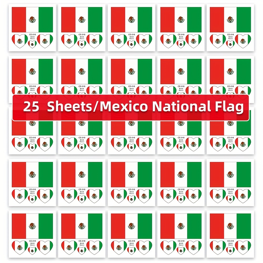 Mexican Flag Tattoo Stickers For Independence Day - Temu