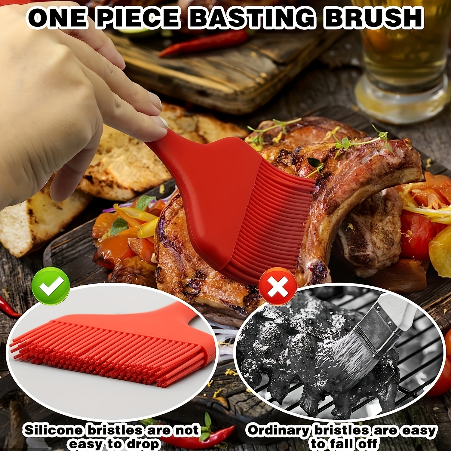 Silicone Basting Brush, Large BBQ Pastry Brush for Cooking, Extra Wide  Basting Brush for Grilling Cooking Baking, Kitchen Brush Heat Resistant BBQ