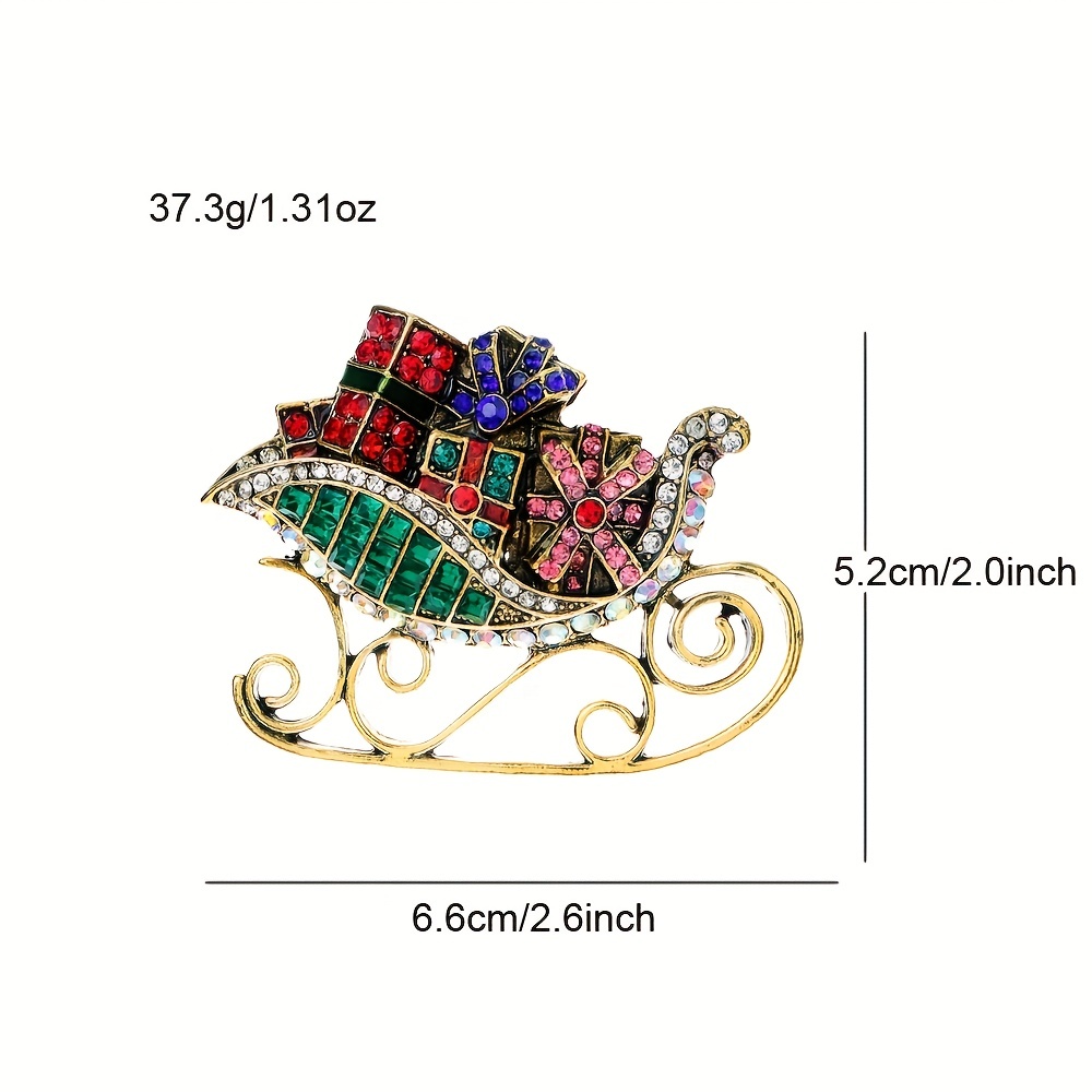 Christmas Gift Alloy Brooch Pin Inlaid Colorful Rhinestone - Temu