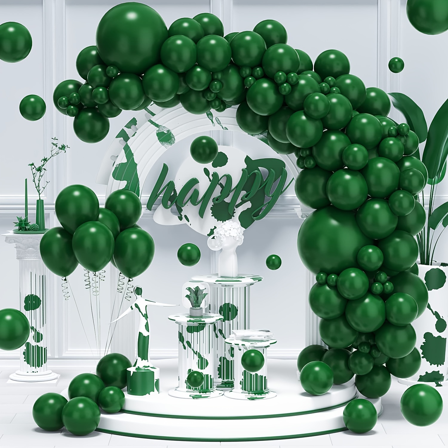 Decoraciones de cumpleaños número 18 para niños verdes, decoraciones de  cumpleaños de 18 años de tiempo para adultos, globos verde esmeralda y