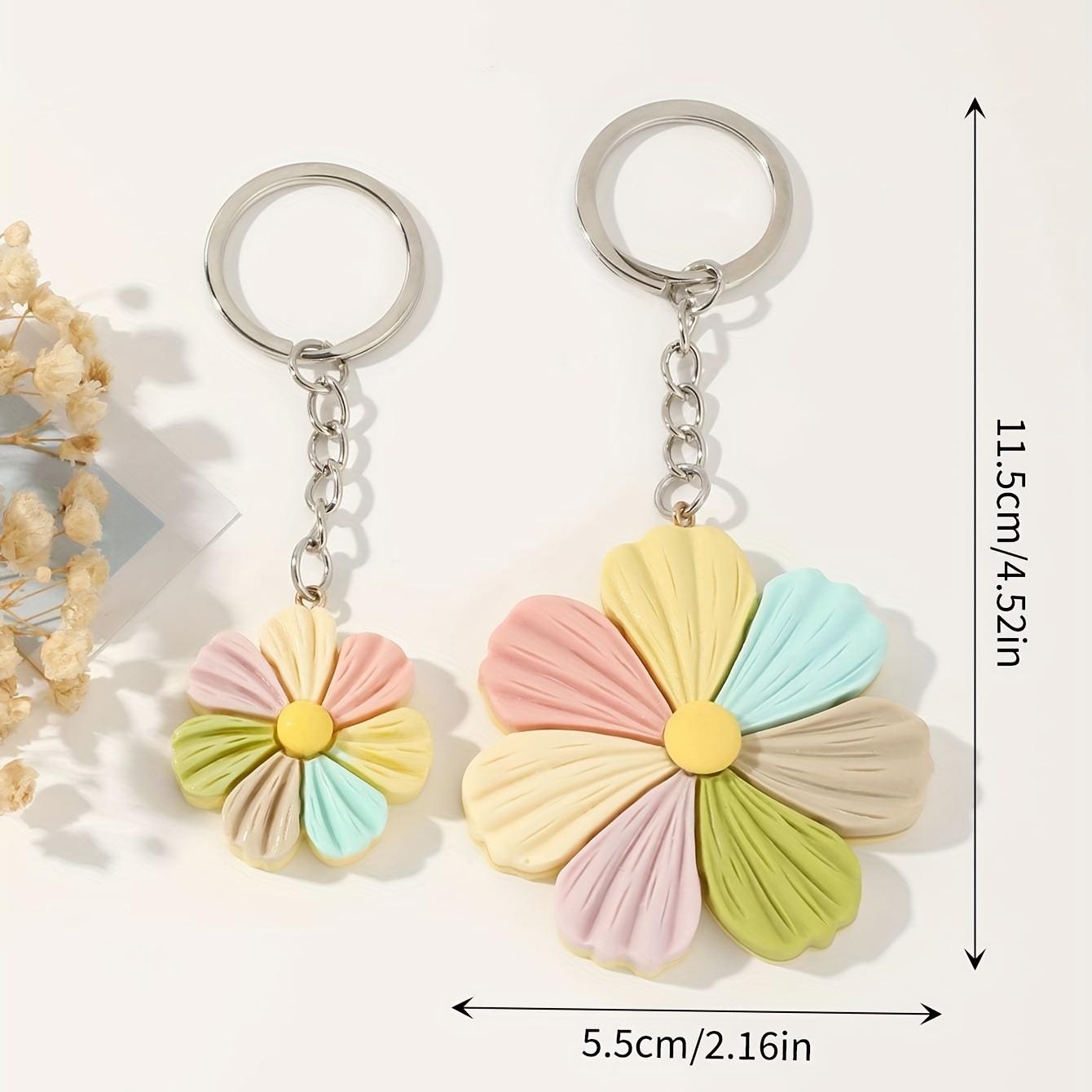 2pcs Flower Charm Keychain