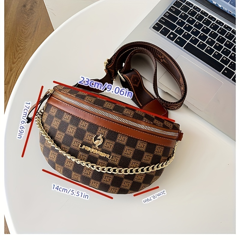 Retro Checkered Pattern Sling Bag, Trendy Pu Leather Crossbody Bag