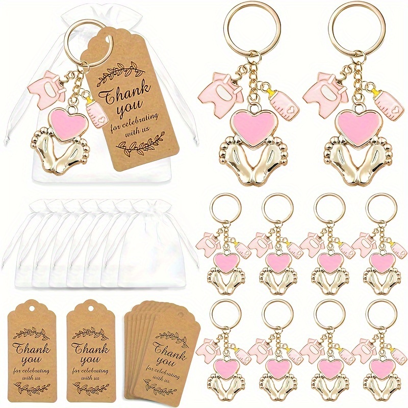 Cute Bear Keychain With Organza Bags Thank You Kraft Tags - Temu