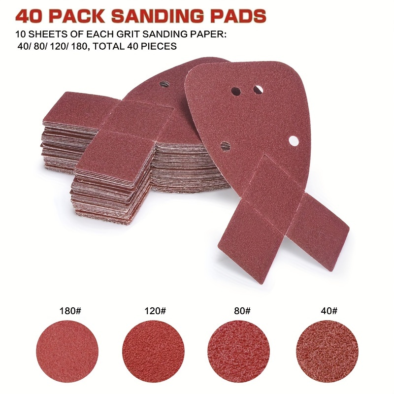 Sandpaper For Mouse With 4 Holes, 10 X Grain Size 40/80/120/180