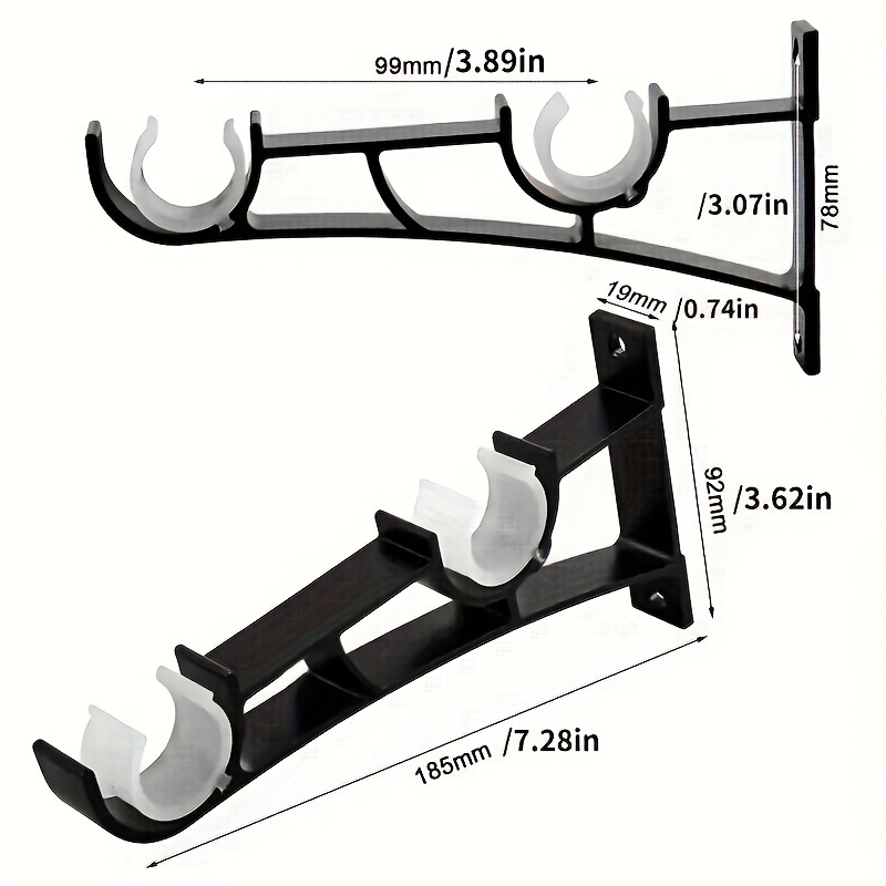 Heavy Duty Curtain Rod Brackets Double Curtain Rod Holder - Temu