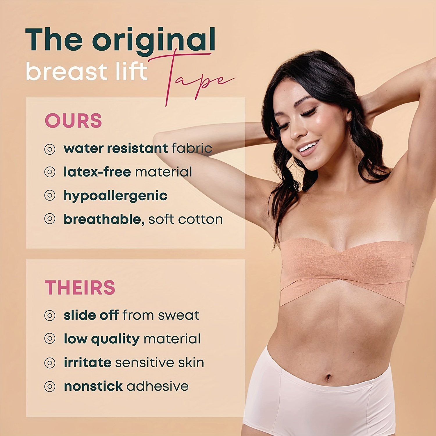 Boob Tape for Large Breast - Breast Lift Tape, Breathable Chest Support Tape,  Athletic Tape Push Up Body Tape Strapless Bra Tape with 10 pcs Nipple Cover  and 2 pcs Adhesive Bra(7.5cm