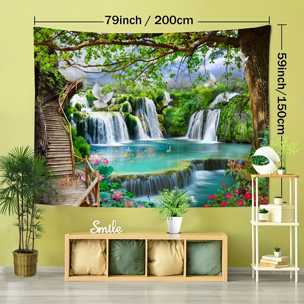 Forest Waterfall Scenery Tapestry Wall Hanging for Home Decor