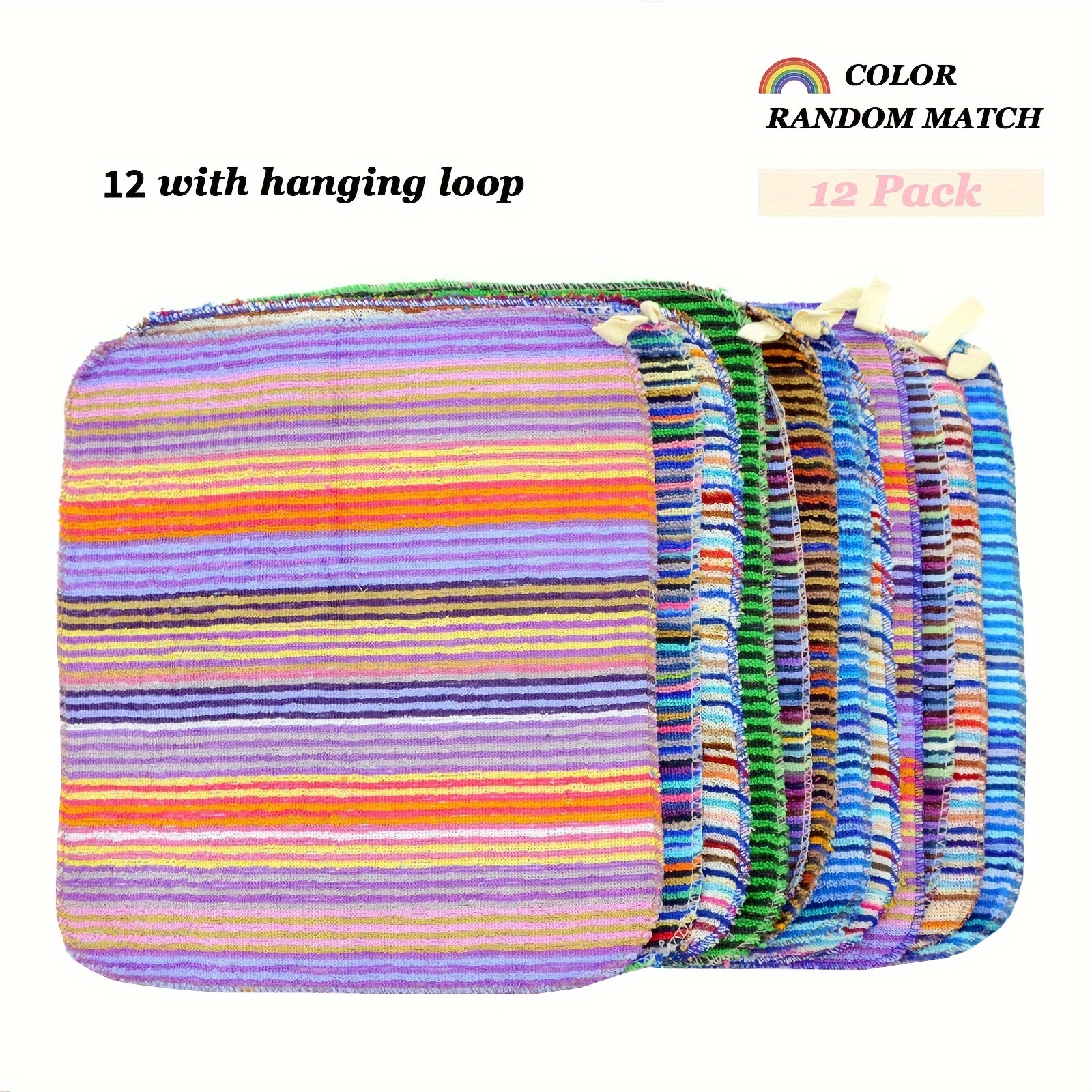 Striped Pattern Washcloth, Household Cotton Towels With Hanging Loop, Small  Square Towel, Reusable Cleaning Cloths, Absorbent Towel For Home Bathroom,  Bathroom Supplies - Temu