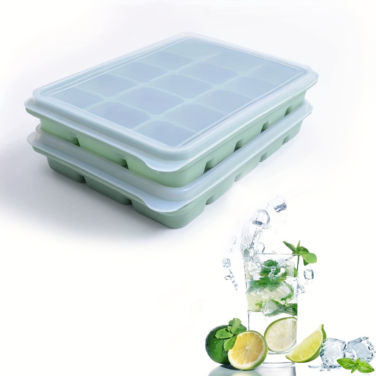Stackable Silicone Ice Cube Trays With Spill resistant Lid - Temu