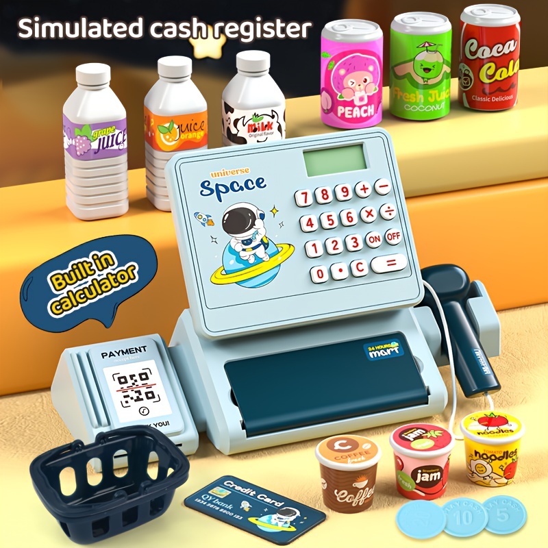Caja registradora para niños, caja registradora de juego de simulación con  escáner