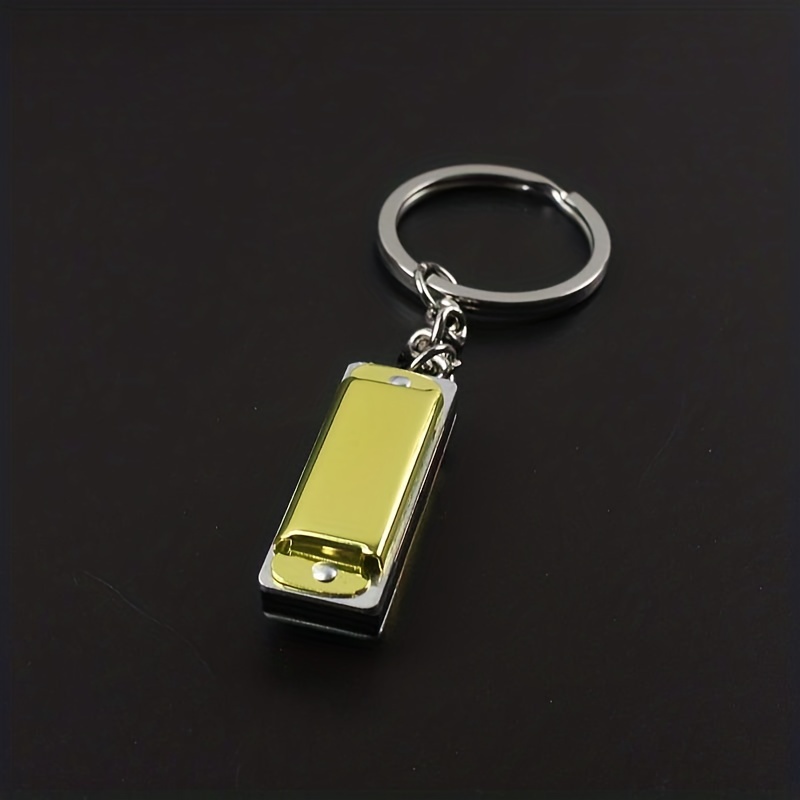 Mini Colorful Harmonica Keychain, Metal Key Ring Pendant